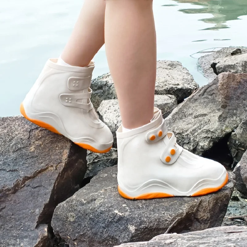 Washable Shoe Covers Unisex White Button Big Open Over Shoes Ankle