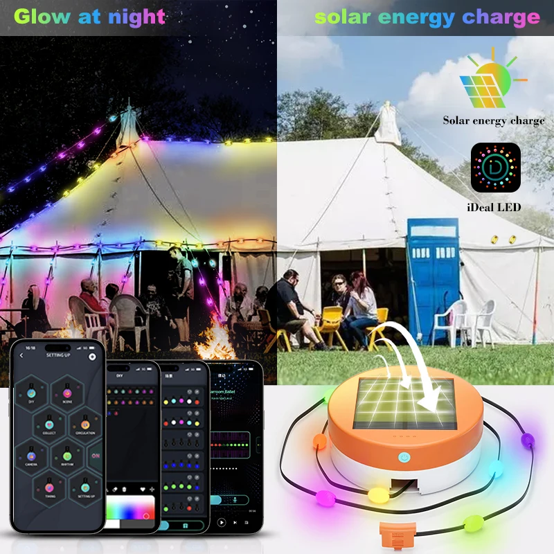 Portable Solar Rgb Ic Light String Bluetooth Control Lamp Light String  Storage Box Charging Bank Outdoor Camping Party Supplies - Solar Lamps -  AliExpress