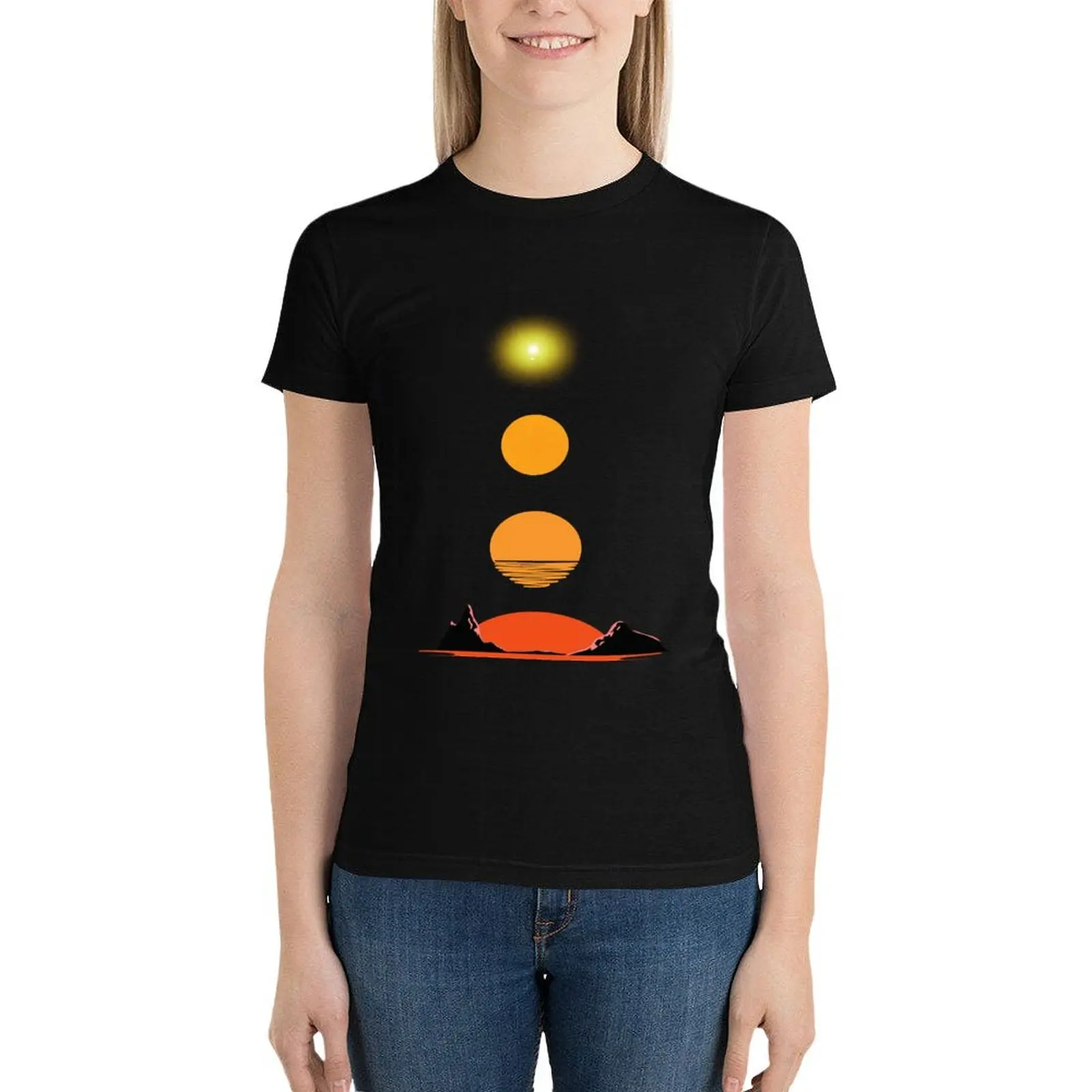 

The sunset T-Shirt cute tops aesthetic clothes summer tops Female clothing T-shirts for Women