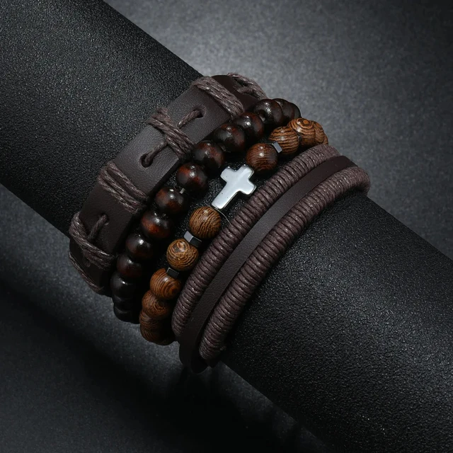 Bracciale Uomo In Pelle Con Croce - Chiusura Magnetica, Design Intrecciato, Regalo Ideale - Foto 8