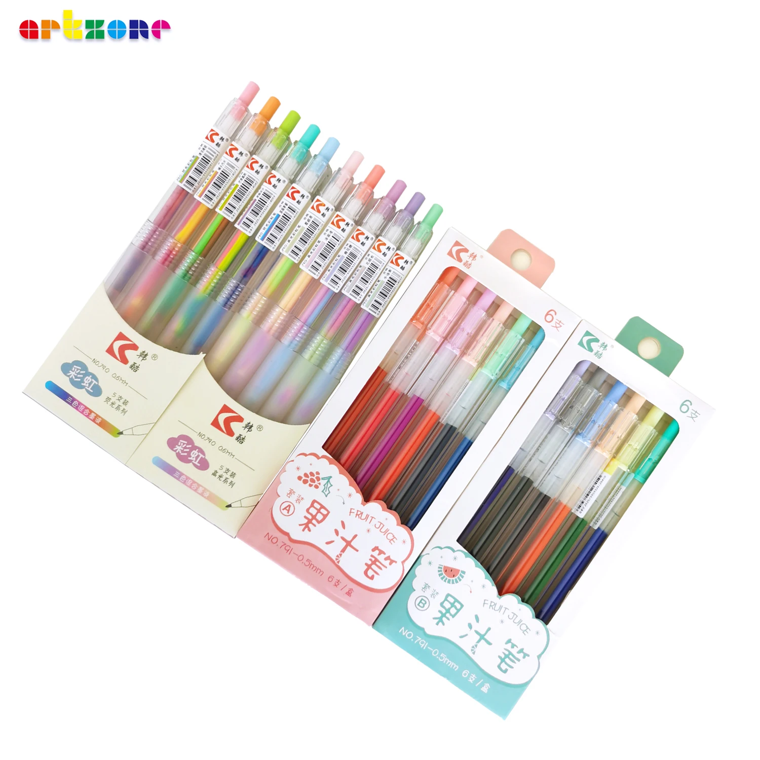 

Creative Novelty Gel Pen Set, 0.6mm Fine Tip 10 Gradient Rainbow Color, 0.5mm 12 Juice Color Fine Liner Pen for Drawing Coloring