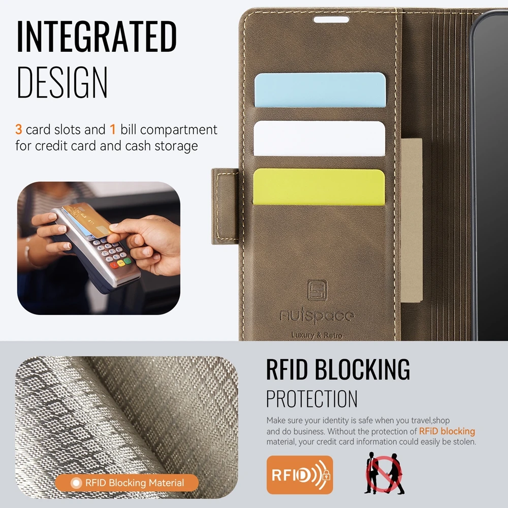 Leather Stand Flip Wallet Case with Card Slot