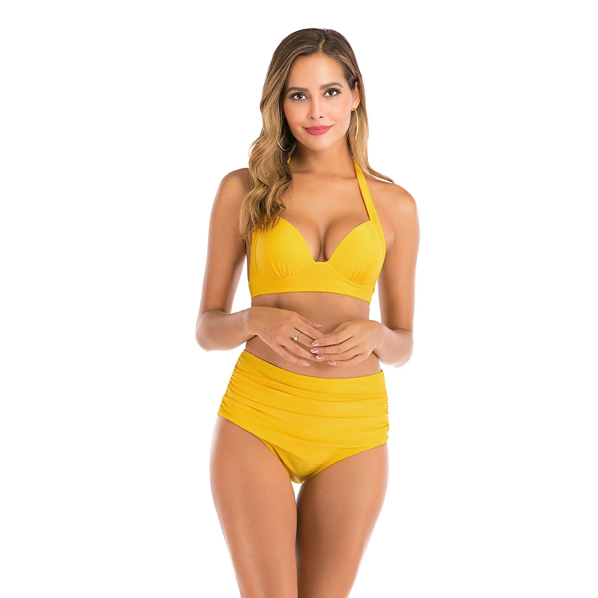 Sexy Lace Up Bikinis Women Swimsuit 2023 Ruffle Swimwear V-Neck Bathing Suit Beachwear Bikini female