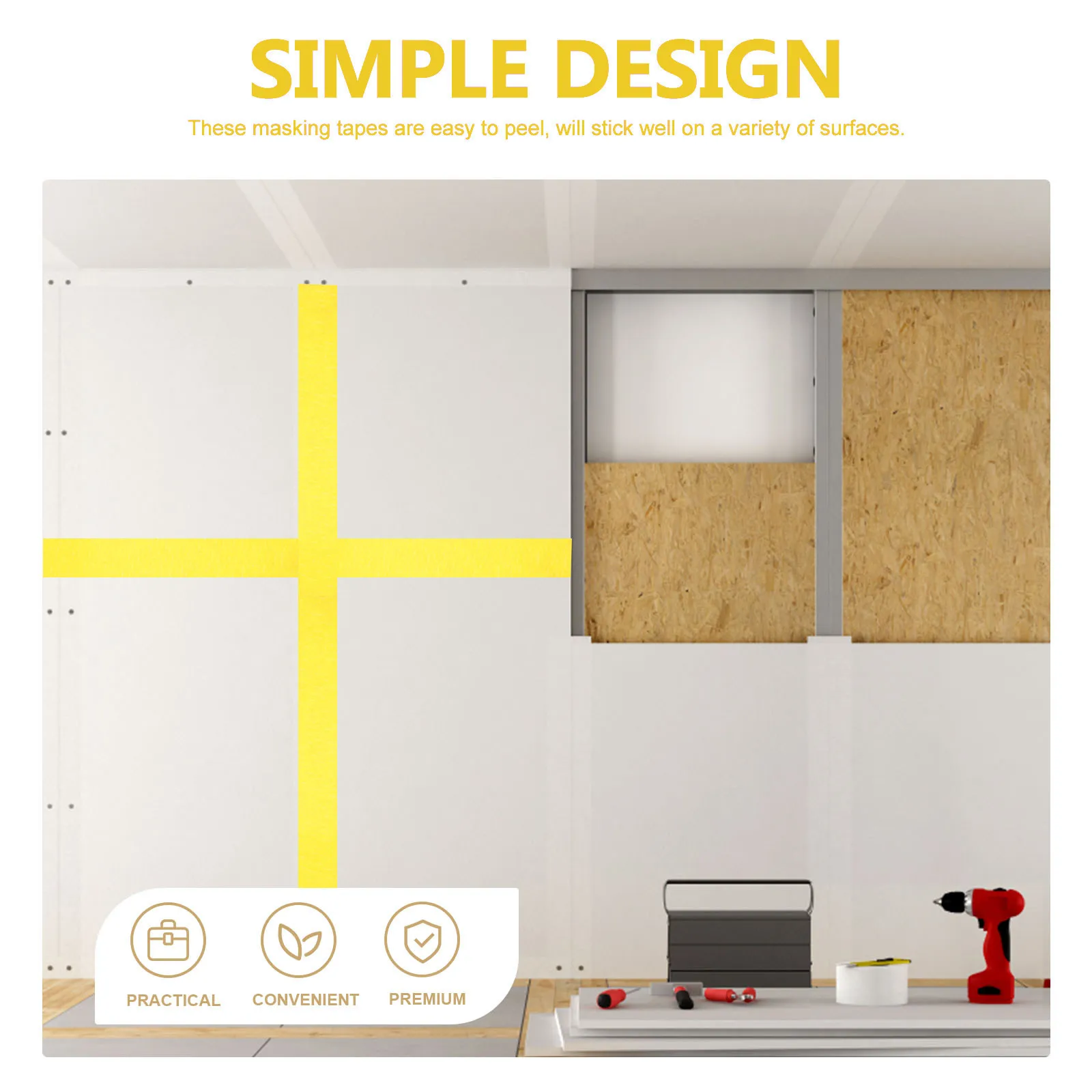 페인팅 및 공예용 4롤 마스킹 테이프 프리미엄 종이 아티스트 테이프 벽, 목재, 유리, 건식벽체, 타일용 쉽게 떼어낼 수 있는 접착 테이프