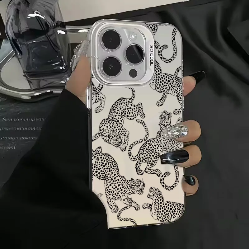 Stylish Black and Pink Leopard Print Shockproof Phone Case with Bumper Protection