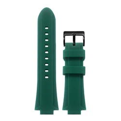 Silicone Pin Buckle Watch Strap - Soft Rubber Watchband in Blue and Orange for 24-11mm Convex (Green  black)