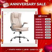 Homcom High Back Office Chair with Flip-Up Arms and Tilt Function, White 1