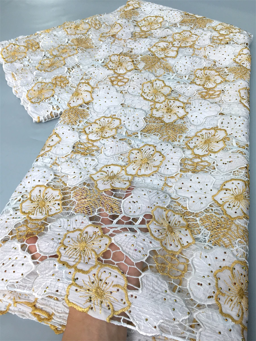 African Nigerian Lace Fabrics Swiss Cotton In Switzerland Embroidered Lace For Evening Dresses Women 2.5yards 4022