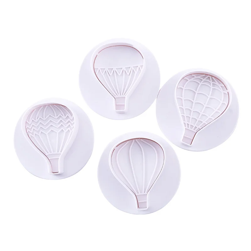 

4Pcs Plastic Fondant Cutter Cloud Cookie Cutter Hot Air Balloon 3D Printed Chocolates Fudge Cutter Biscuit Mold Cake Decorating