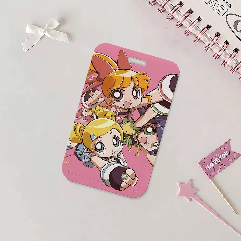 Cartoon The P-Powerpuff Girls Niedlicher Ausweishalter mit Umhängeband für Büro, Schule, Namenskarten, Ausweishülle – Detail 7