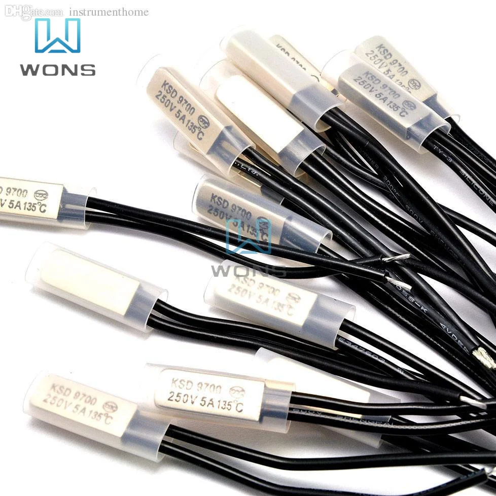 바이메탈 디스크 온도 스위치, 온도 조절 장치, 열 보호기, 정상 개방 스위치, KSD9700, 5A, 250V, 섭씨 40 ...