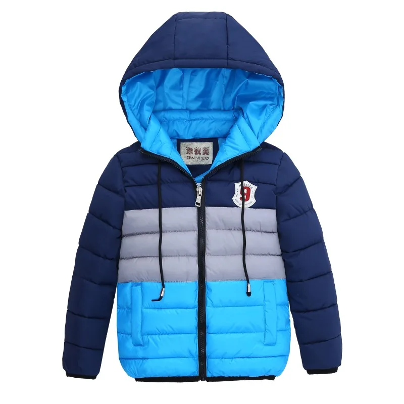 

3-8 Years New Winter Boys Jacket Stripes Fashion Keep Warm Coat Hooded Zipper Windproof Boys Outerwear Birthday Gift Kid Clothes