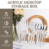 Acrylic Cutlery Organizer Clear Spoon and Fork Holder Exquisite 3 Section Tableware Storage Box Household Cutlery Utensil Holder 2