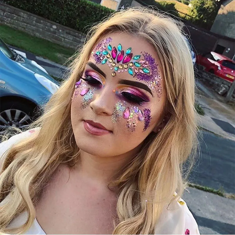 3D Rhinestone Bright Face stickers for festival Glitter Makeup Jewelry Sticker on Face crystals Gems jewels diamonds decoration 5