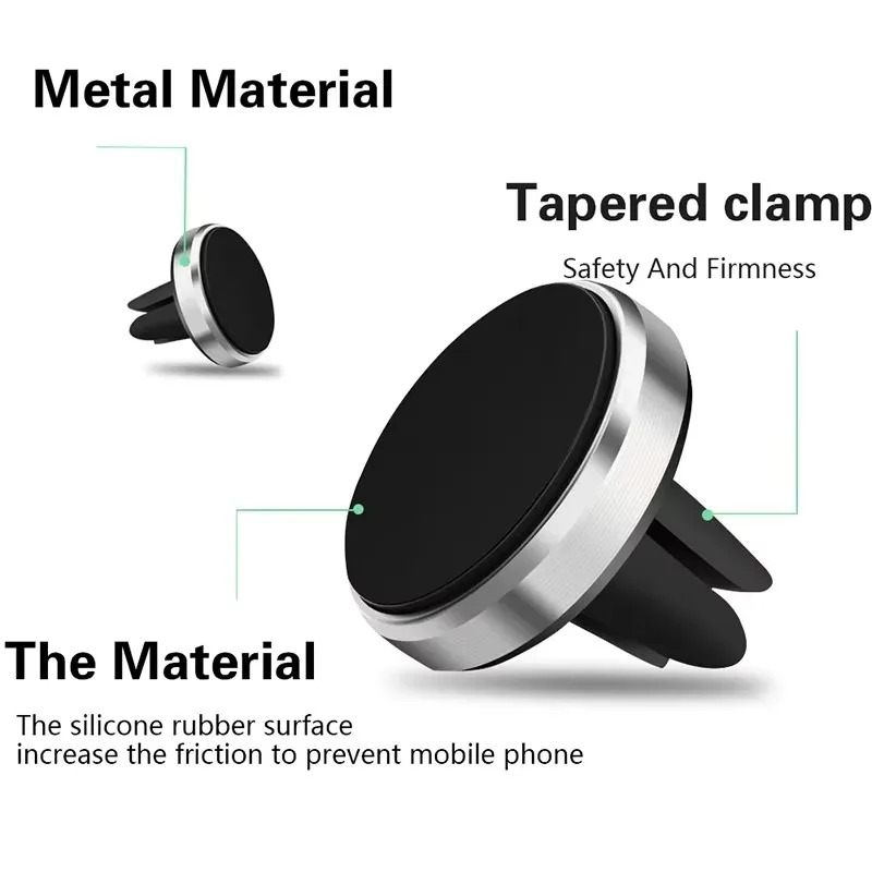 Universal Magnetic Car Phone Holder Stand - Air Vent Mount for Smartphones and GPS Devices
