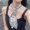 115cm Tied bag Handle silk scarf small Ribbon Twill Silk Skull Black and White Korean Version All-match Striped Small Silk Scarf 3