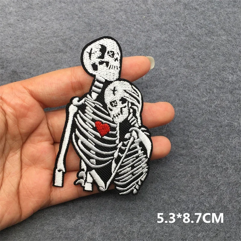 Flame Skull Embroidered Punk Patch