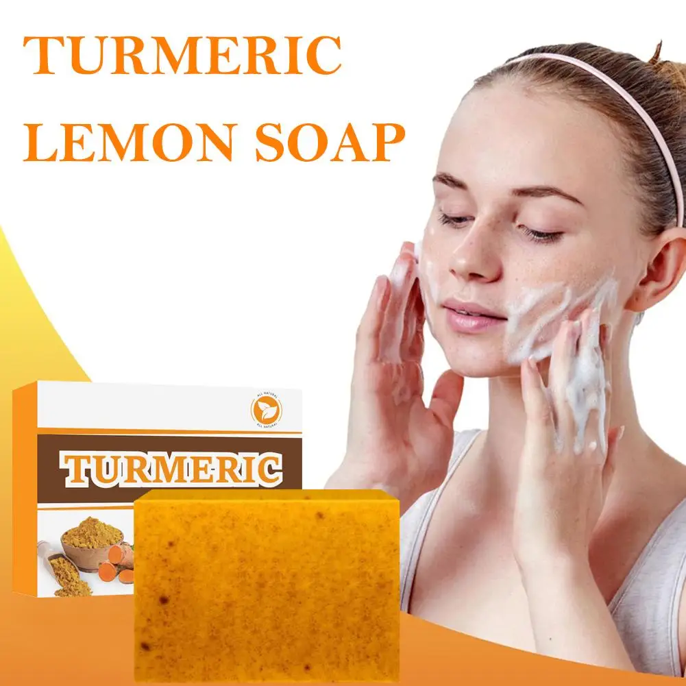 

New Lemon Turmeric Acid Soap Bar Turmeric Face And Care Removal 100g Skin Body Oil Care Soap Acne Soap Whitening Body R8Y4