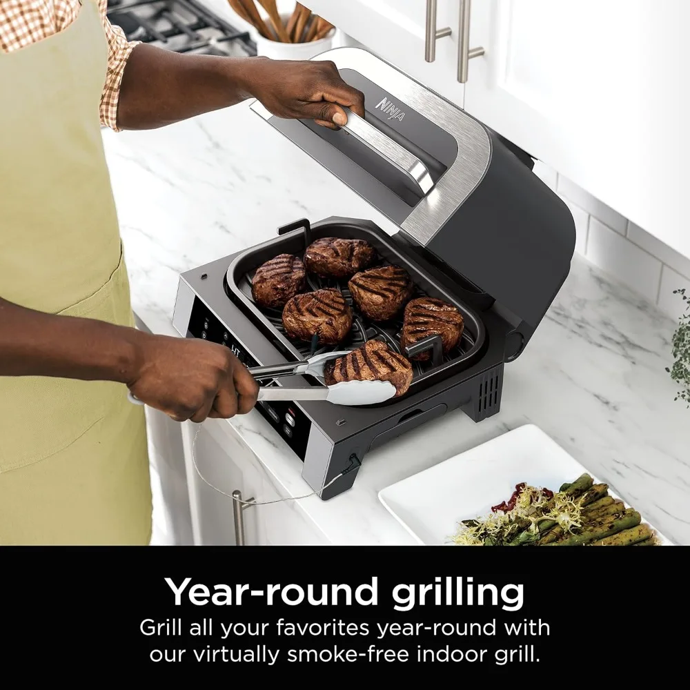6-in-1 Indoor Grill with Air Fry, Roast, Bake, Broil, & Dehydrate, Foodi Smart Thermometer, 2nd Generation, Black/Silver 3