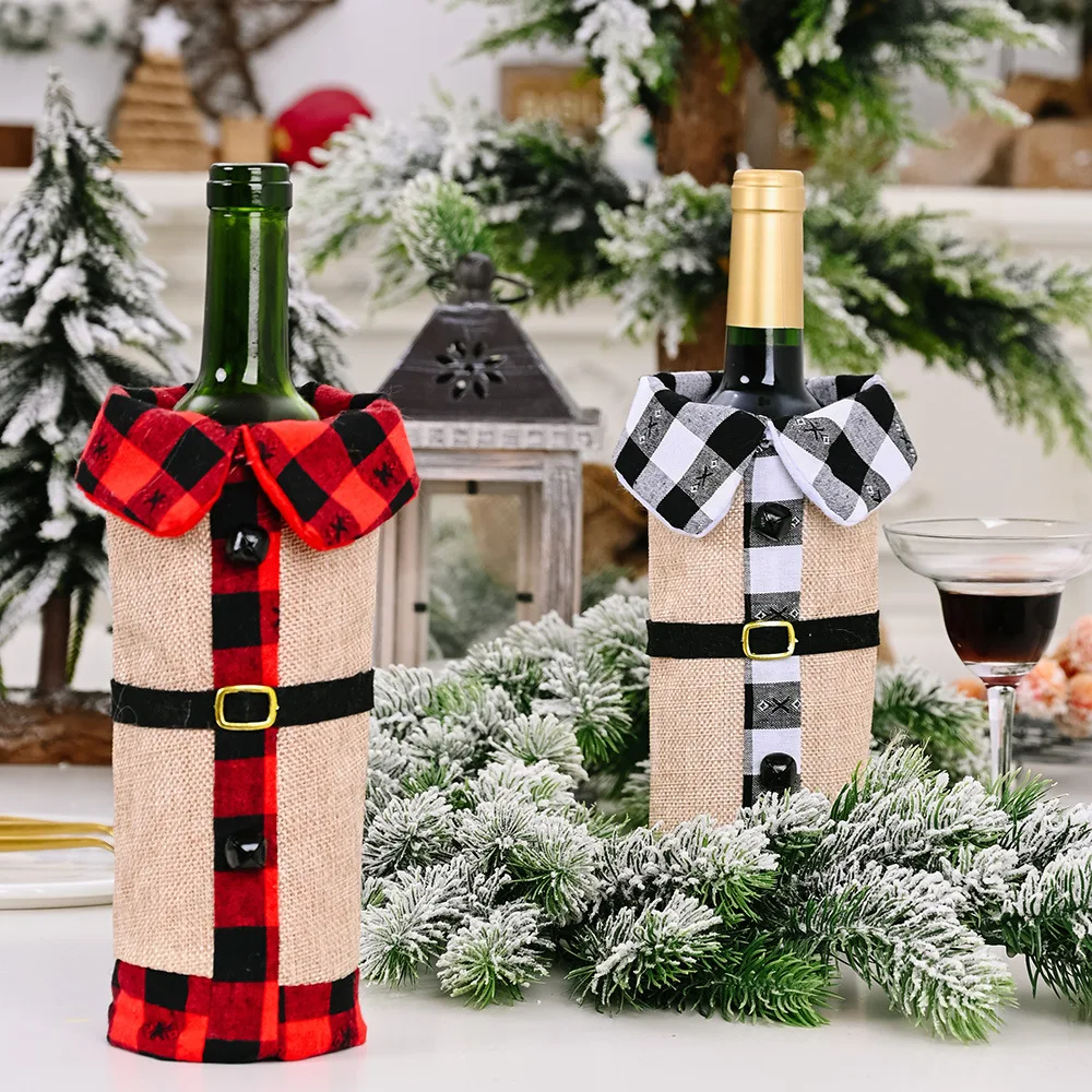 

New Year 2024 Christmas Gift Bags Holder Wine Bottle Dust Cover Xmas Christmas Decorations for Home Natal Navidad Table Decor