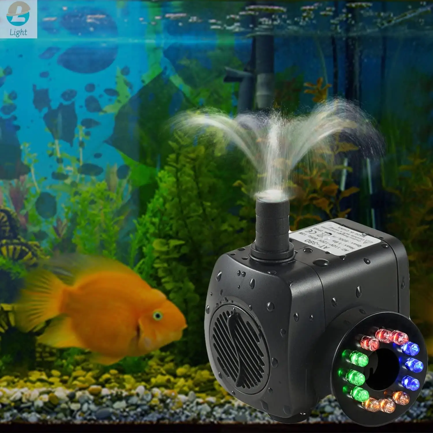 Water Pump Aquarium Water Pump Fish Tank Pump 3W/5W Submersible Pump Fountain 12RGB Color LED Light Flow Adjustable Aquarium Pond Fountain Fish Tank Water Hydroponic