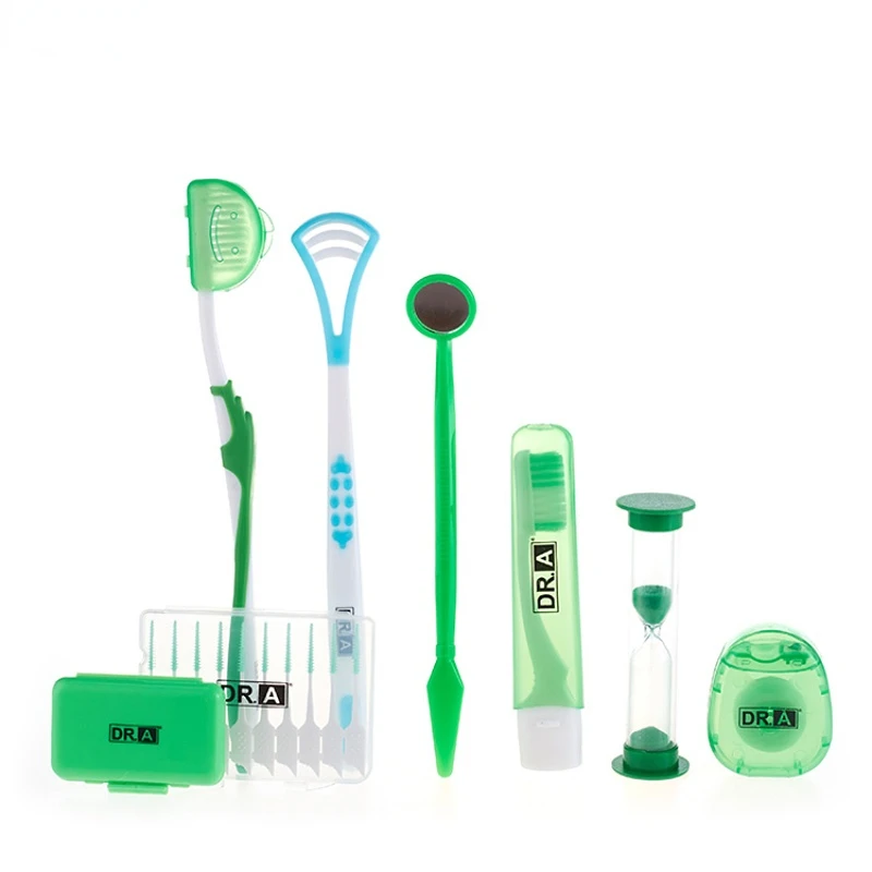 

Oral Care Set Eight Piece Orthodontic Wax Tooth Slit Brushing Tooth Floss Oral Mirror Dental Clinic Gift