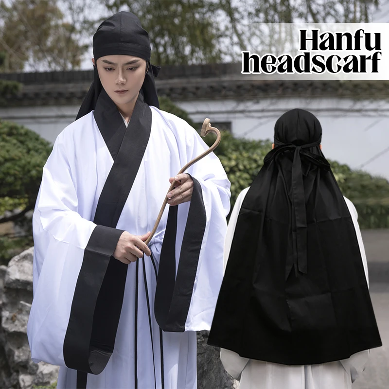 Unisex Ming Dynasty Hanfu Hat Adult Long Scarf Cap Ancient Chivalrous Swordsman Warrior Hero Cosplay Accessories