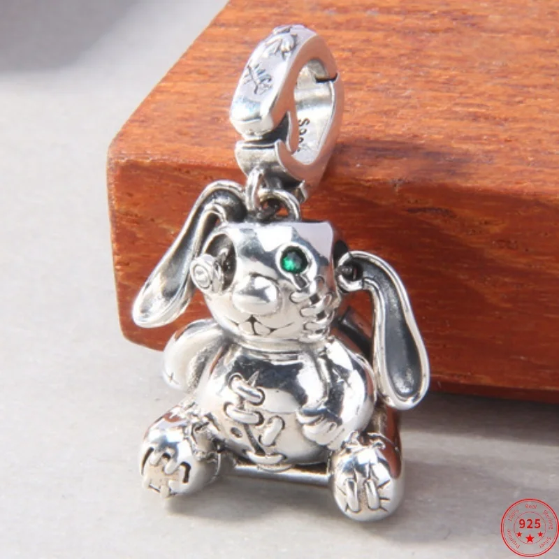 Ciondoli Con Ciondoli In Argento Sterling S925 Per Donna Uomo New Fashion Mending Puppet Rabbit Ears Swing Buckle Jewelry Spedizione Gratuita