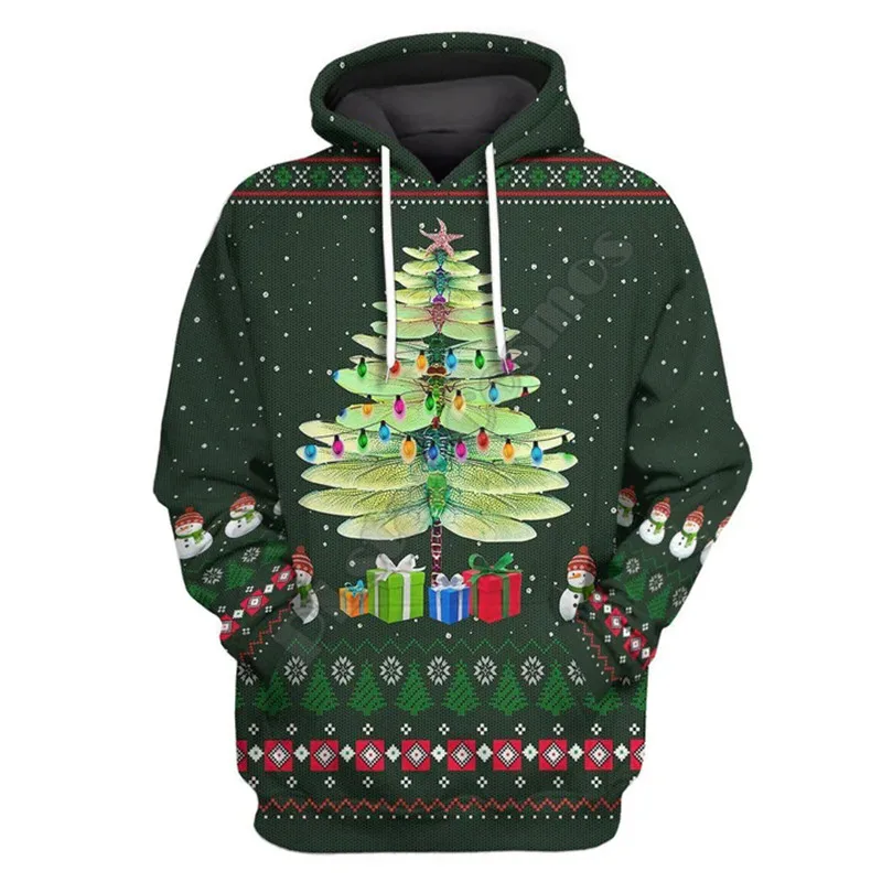 

Dragonfly Ugly Christmas Tree 3D All Over Printed Hoodies Streetwear Women For Men Christmas Sweater/Sweatshirt/Zipper Hoodies