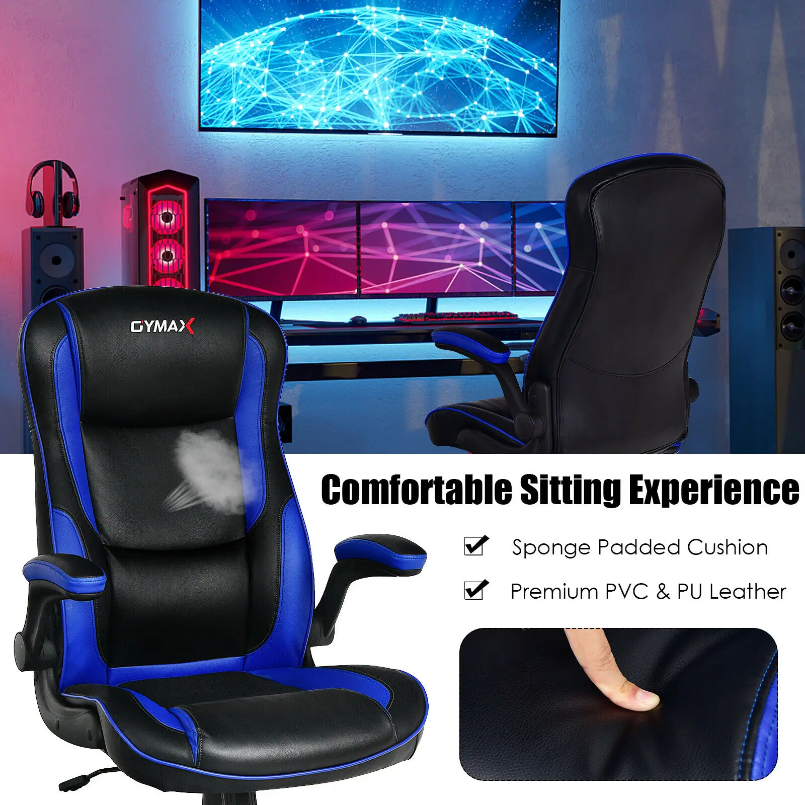Description Picture 2 of itemRacing Style Office Chair Ergonomic Adjustable Computer Chair w/Flip-up Arm