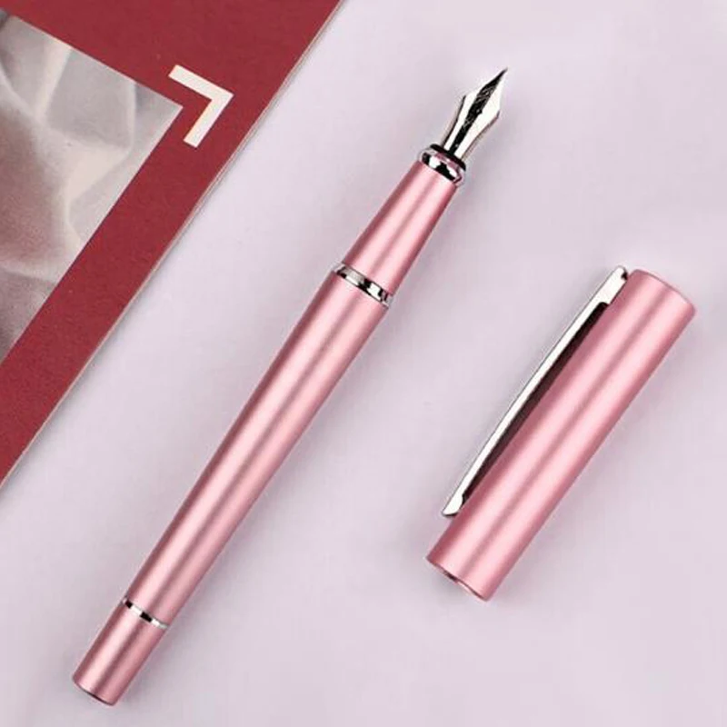 Picasso Pimio 962 Van Der Rohe Pink Matte Finish Fountain Pen Silver Trim 0.5mm Fine Nib Ink Pen Luxurious Writing Gift Pen Set mies van der rohe