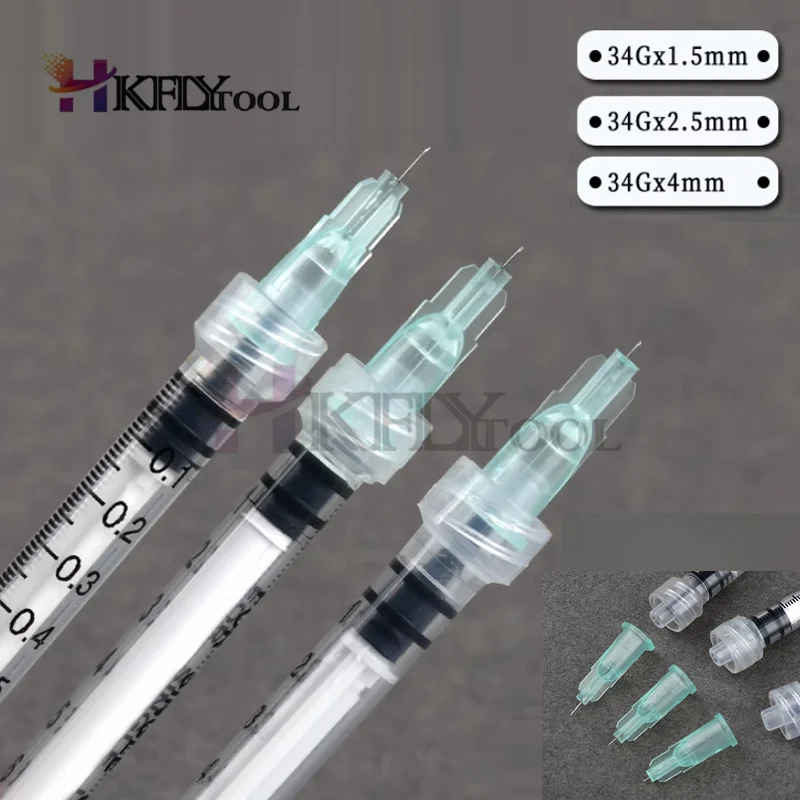Syringe Injection glue Clear Tip Cap needle Piercing Tools 30G *4mm 13mm 32G 34G 100PCS for Pharmaceutical syringe tools