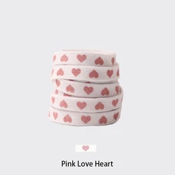 Heart Pattern Flat Shoelaces - Durable, Fade - Resistant Design - 160cm (Pink Love Heart)
