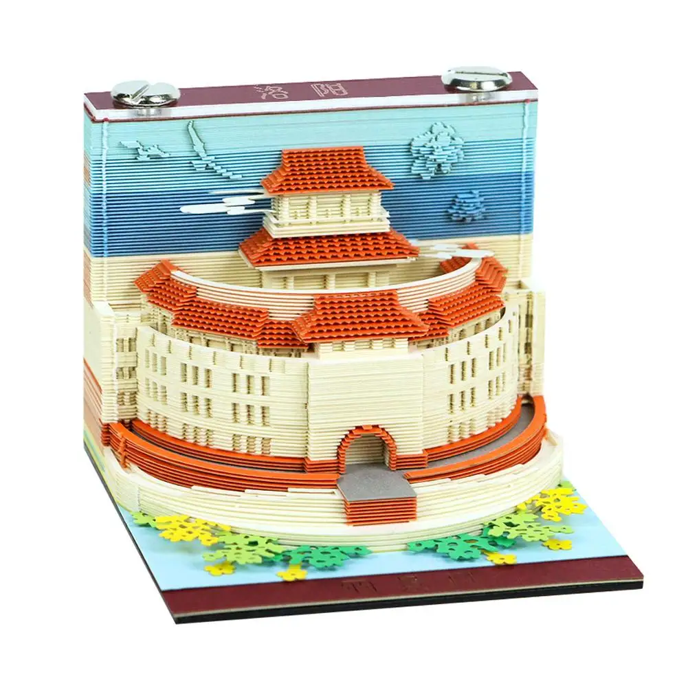 3D Memo Pad Alte Architektur Papier Carving Kunst Notizblock Mit Stift Halter 3D Nicht-stick Haftnotiz DIY Papier Notizen – Detail 3