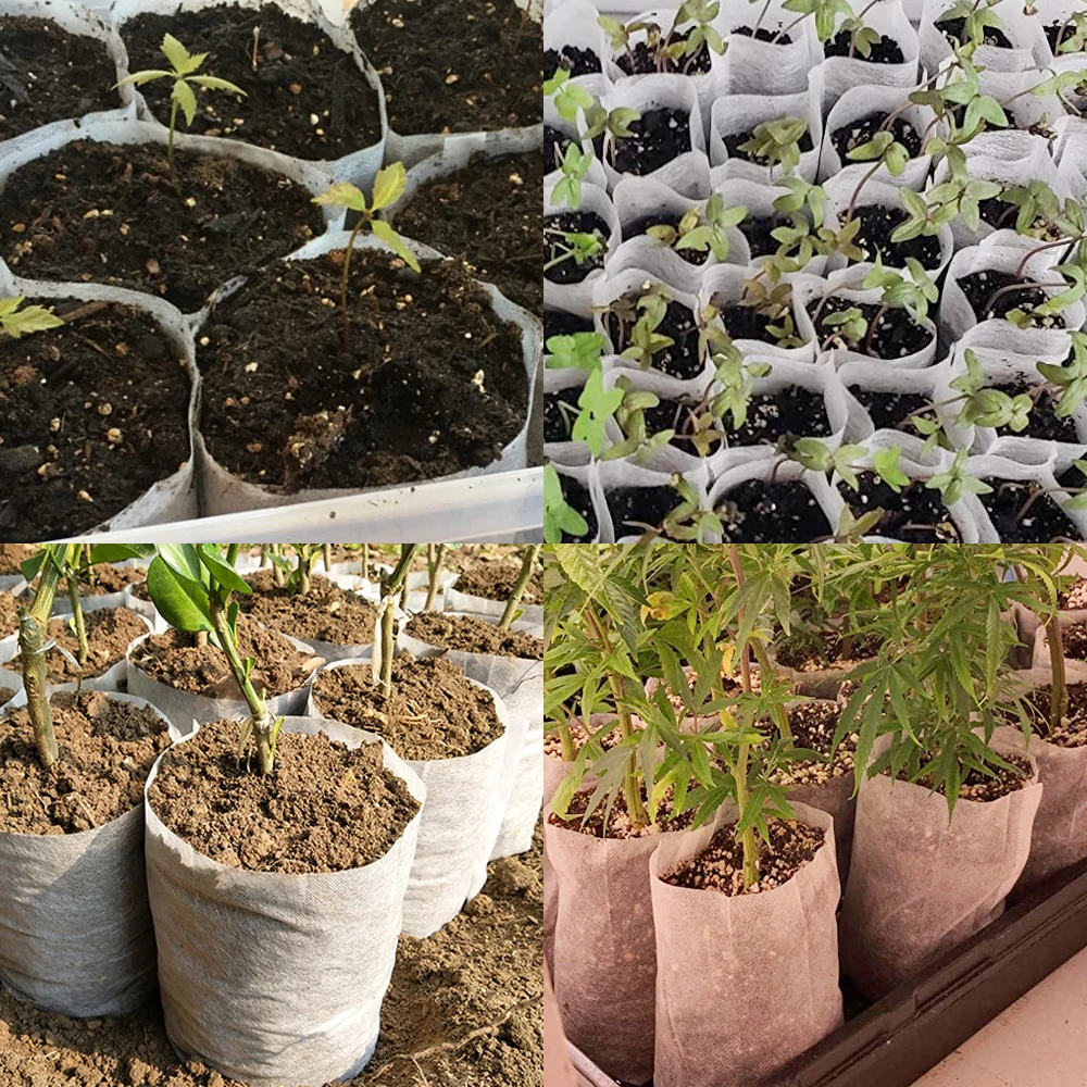 50/100Pcs Biodegradable Nursery Plant Grow Bags Non-woven Fabrics Seedling Growing Bags Planting Pot Ventilate Bag for Garden
