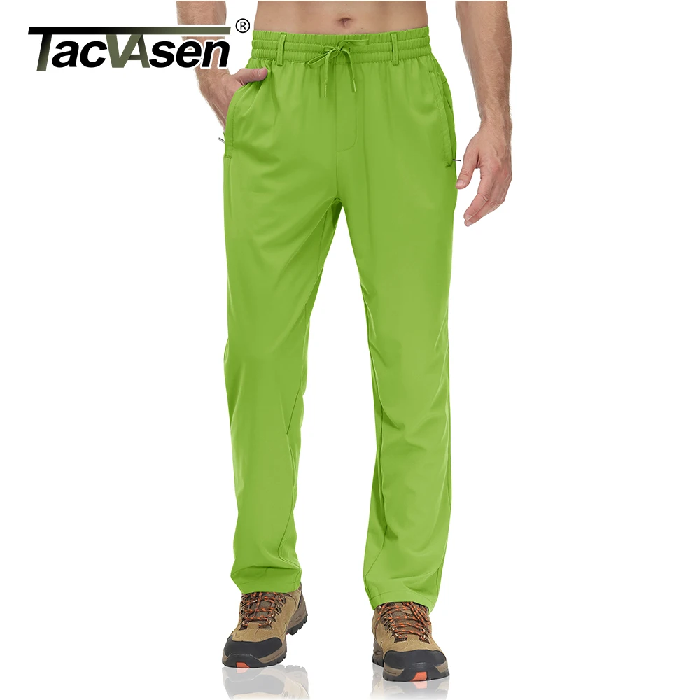 TACVASEN Summer Quick Dry Long Pants Mens Elastic Waist with Loops Casual  Fashion Sports Pants Outdoor Fishing Hiking Work Pants