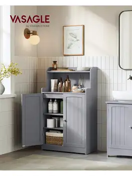 VASAGLE mobile da bagno, 2 ante, 2 ripiani regolabili, 30x60x100 cm, grigio colomba, contenitore per sala da pranzo, cucina, soggiorno 1