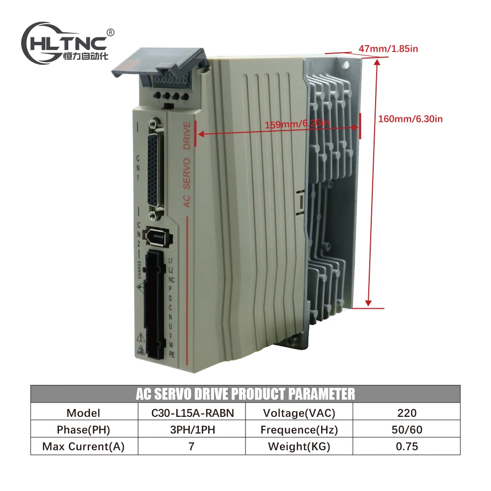 AC Servo Motor HLTNC 400W / 750W 3000 RPM 1.3N 2.4N & C30 RS485 Driver Kit 220V & 3meters Cable Absolute encoder For CNC Machine