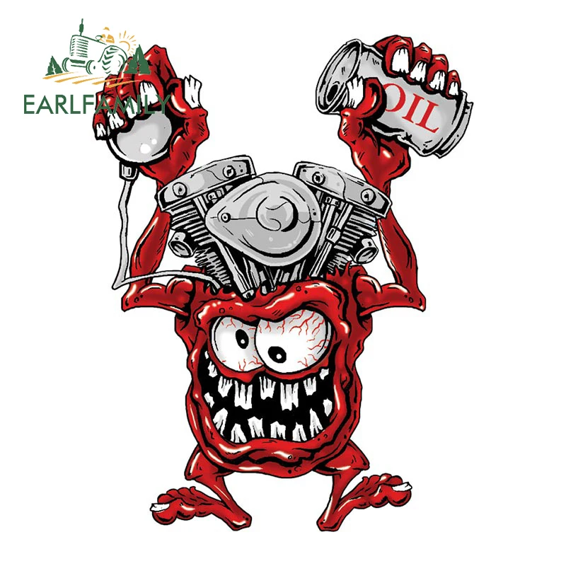 Earlfamily 13Cm X 10Cm V-Twin Engine Head Monster Car Sticker Accelera E Aggiungi Decalcomania Dell'Olio Parabrezza Posteriore Decorazione Del Bagagli