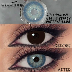 EYESHARE Premium Myopia Colored Contact Lenses - Natural Gray and Brown Shades (PATTAYA - BLUE)