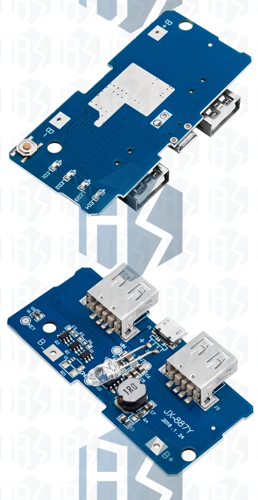 1~10 Stück 18650 Dual Micro USB 3,7V zu 5V 2A Boost Mobile Powerbank DIY 18650 Lithium-Akku-Ladegerät PCB-Platine Step-Up-Modul – Detail 7