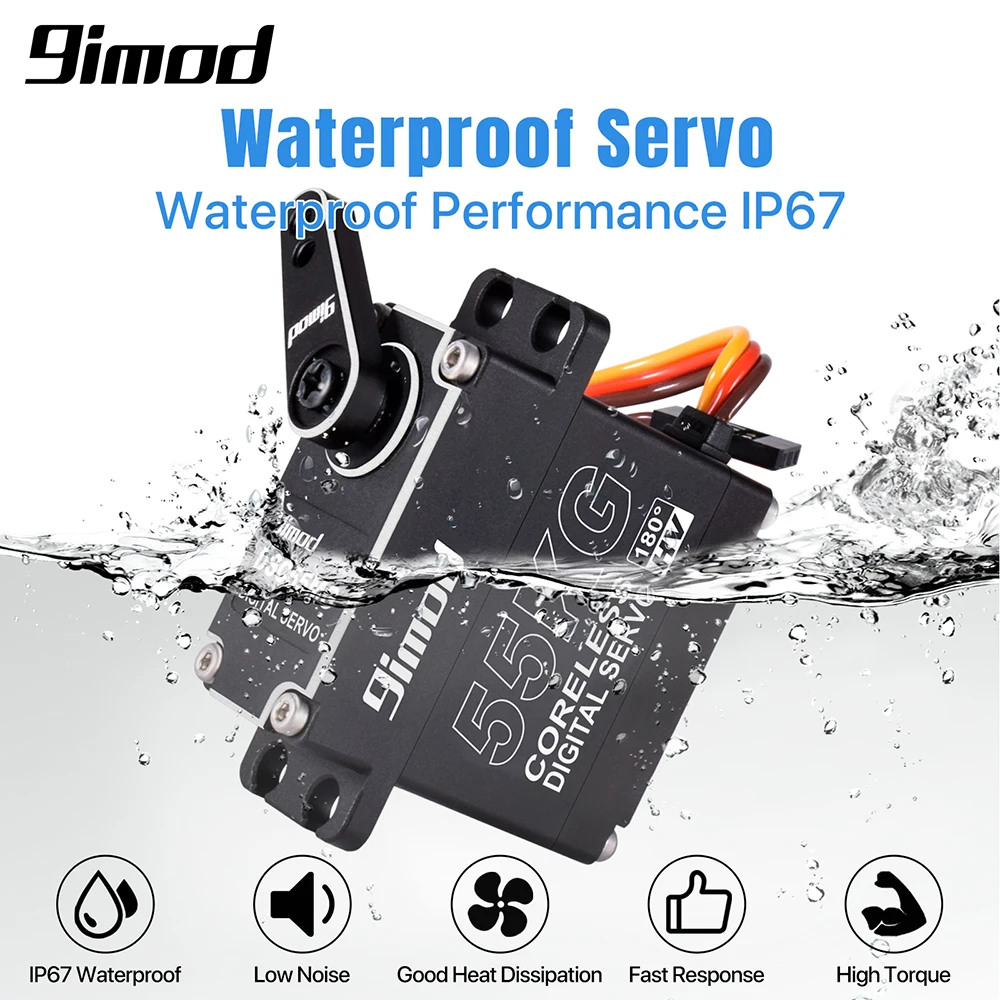 9imod 55kg Waterproof Servo IP67 180/270 Magnetic Sensor High Torque Coreless Digital Servo Full Metal Gear for 1/8 1/10 RC Cars