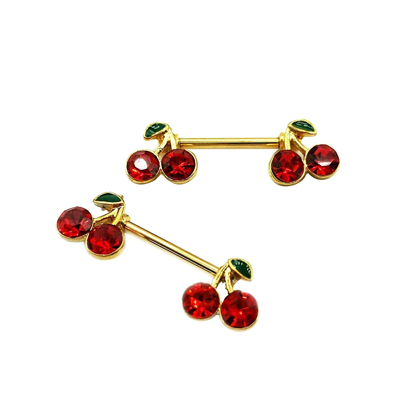 Sweet Chest Piercing Ornament Cute Cherry Zircon Breast Ring Sexy Metal Nipple Ring Women Body Piercing Jewelry 1pcs piercing jewelry body piercing jewelry body jewelry