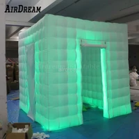 High Quality The Selfie Portable white Inflatable Photo booth Photobooth Cabin with LED Around Cube Photo tent For advertising 1