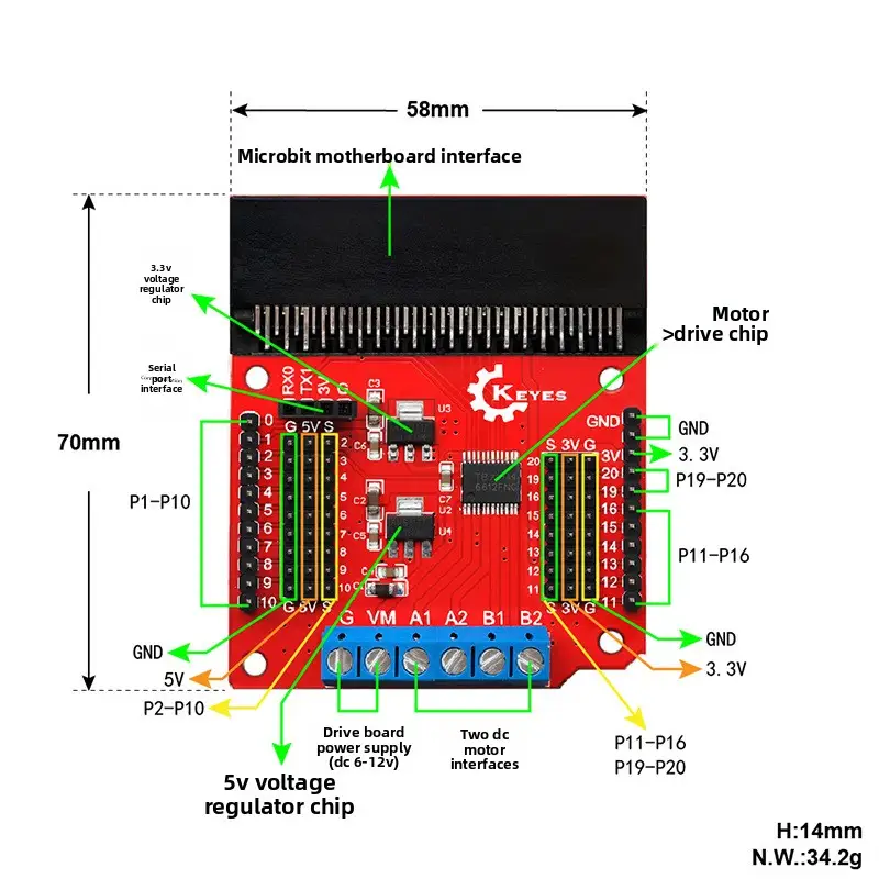 micro:bit Motor Drive Expansion Board - For BBC micro:bit Development Board, DIY Programming Experiment Accessories image 6