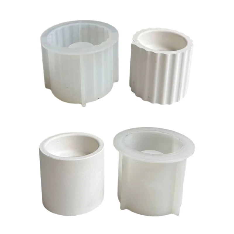 

Stripe Glaze Round Candle Holder Mold for Epoxy Casting Mold for DIY Candlestick E0BE