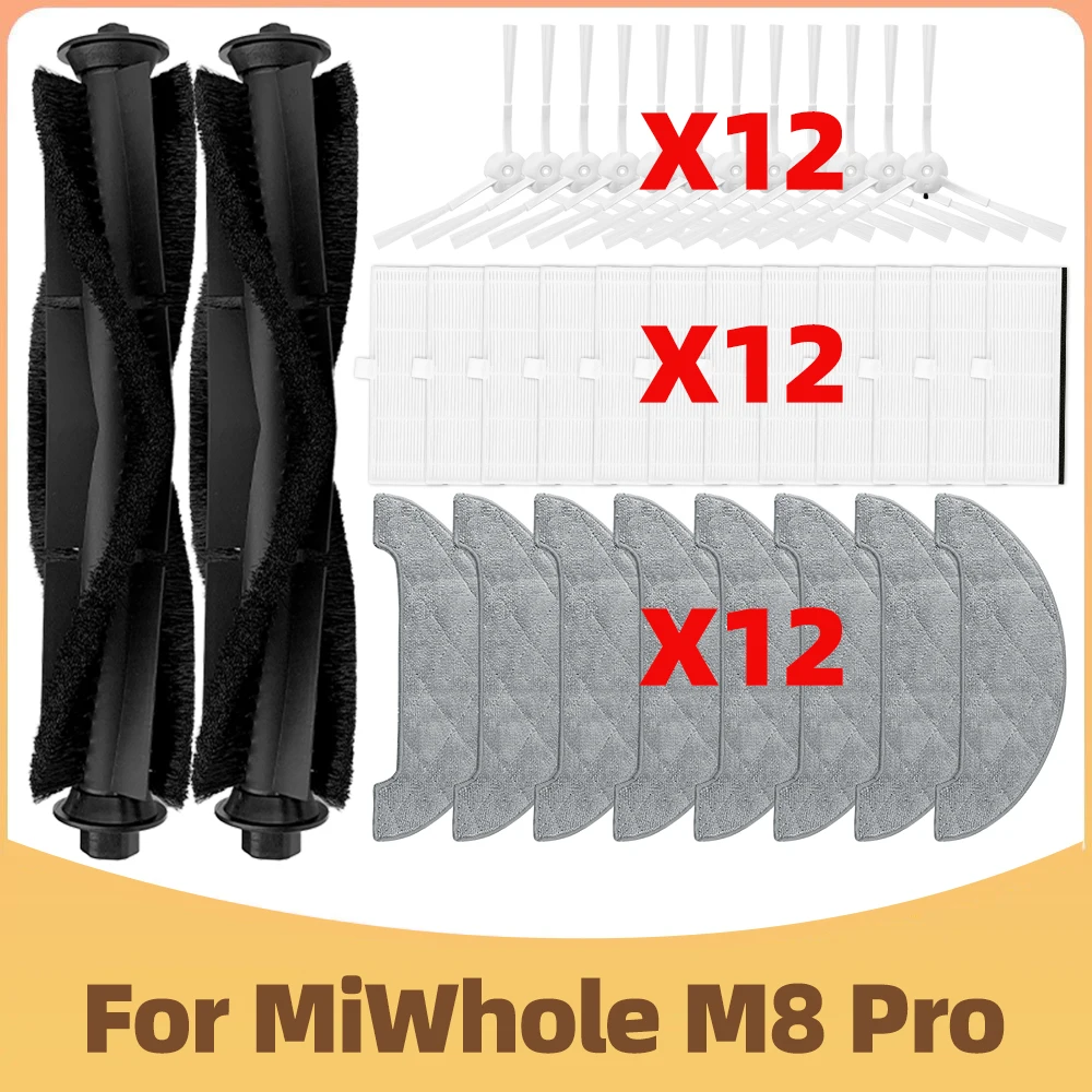 Compatible For 샤오미 미홀 MiWhole M8 Pro Robot Vacuum Cleaner Accessories Parts Mian Side Brush Hepa Filter Mop Cloth Dust Bag