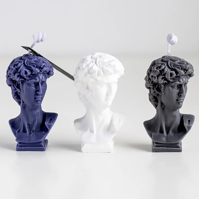 3D David Head Silicone Candle Mold Artist Humanoid Plaster Mould Wax Soap candle making kit DIY Household Decoration Craft Tools