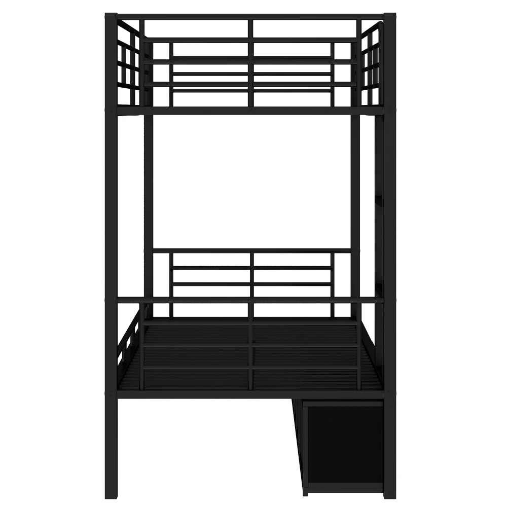 90 x 200 cm großes Bett mit Eisenrahmen, Schuhschrank, kleiner Aufbewahrungsschrank mit Doppeltür, Kinder-Etagenbett mit Seitenleiter und Fallschirmgitter – Detail 23