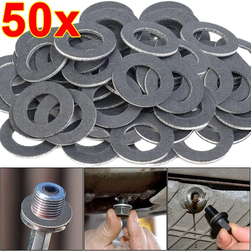 Car Oil Drain Screw Gasket 90430-12031 Engine Sump Aluminum Seal Gasket for Toyota 12mm Hole Nut Washer Auto Accessories 50/5Pcs